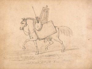 Cheval chargé de matériel d